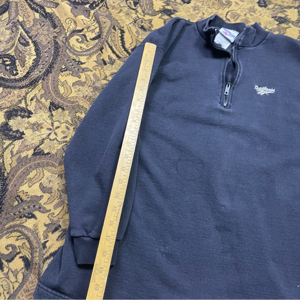Vtg Reebok Sweatshirt 1/4 Zip Black Sweater Mens Size L‎ - Picture 7 of 8